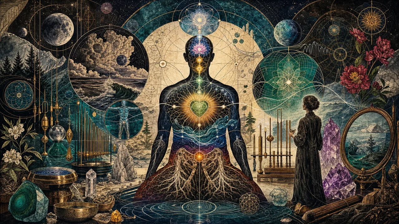 Terapeuta aplicando energía con sus manos al campo energético de una persona en tratamiento